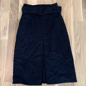 Farm Rio XS black high waisted linen belt skirt